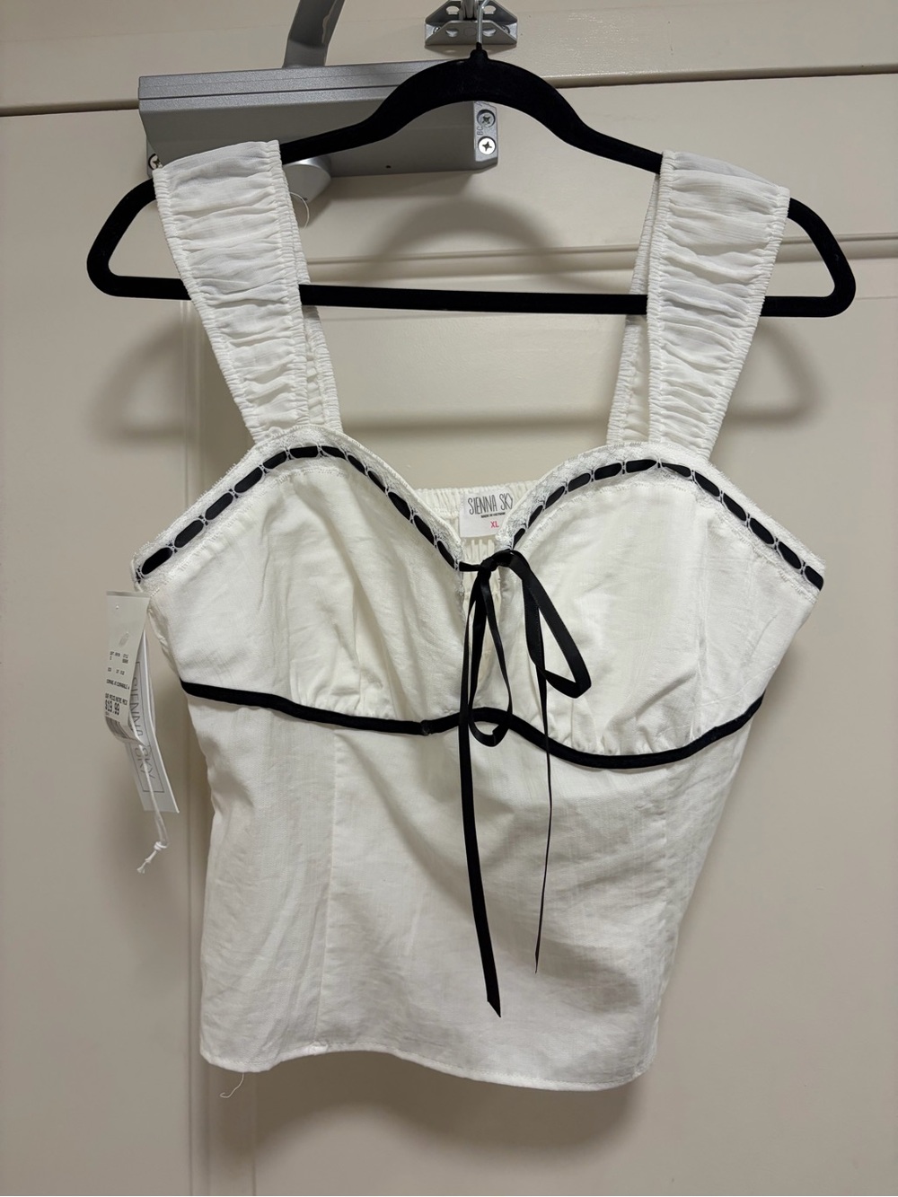 Sienna Sky White Tank Top with Black Trim